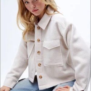 PacSun LA Hearts Blaire Cropped Shacket - Color: Bone, Size: XS/S